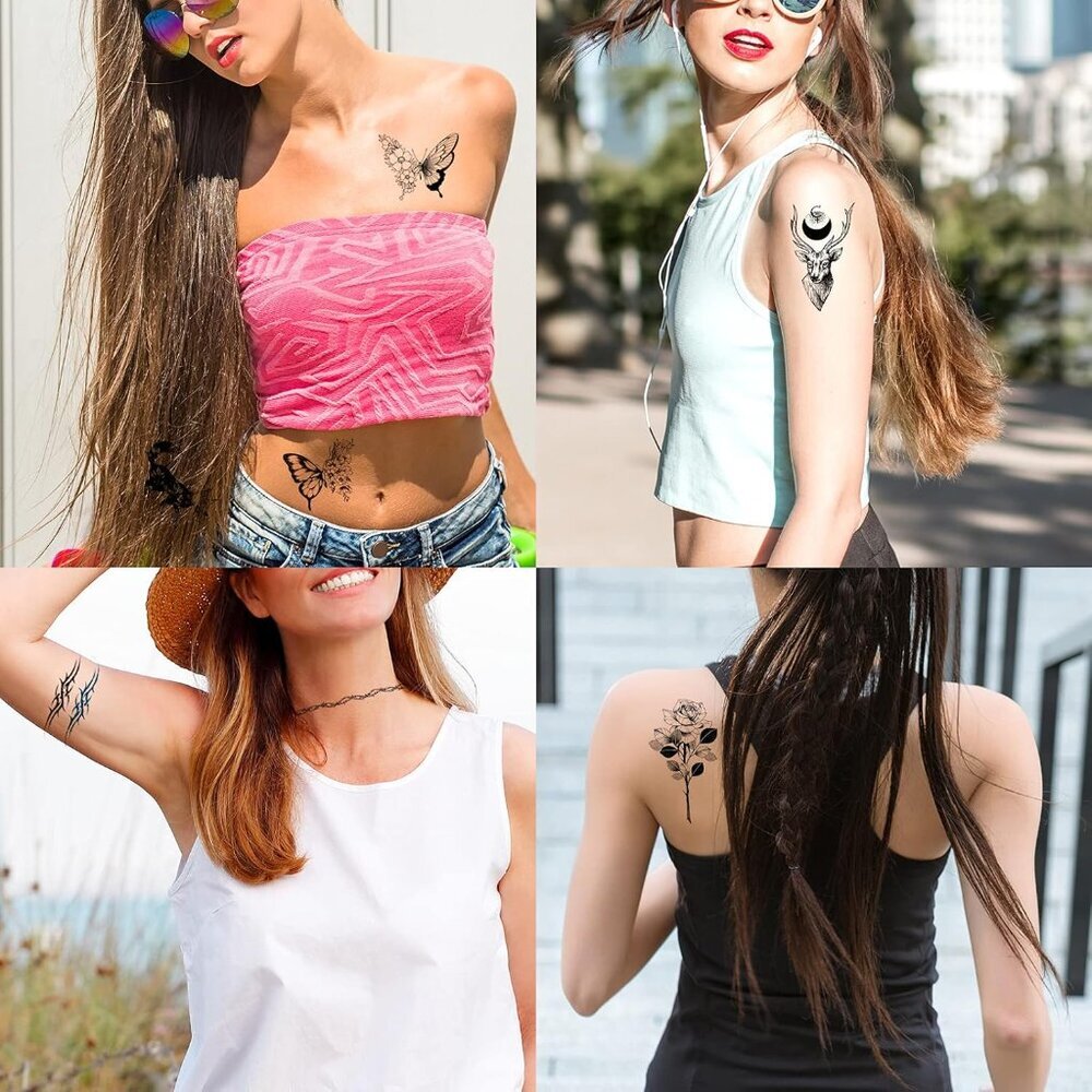 72 Sheets Temporary Tattoos for Women and Girls, Flower / Butterfly Temporary Ta - Picture 5 of 7